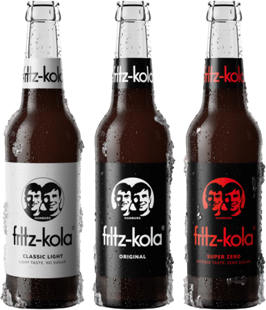 Die fritz-Aktionsflaschen nebeneinander: „classic light“, „original“ & „super zero“
